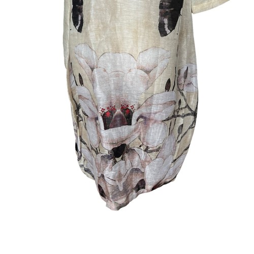 Elenyun silk linen blend long sheer tunic wearable art cover women’s small shirt - Picture 7 of 11