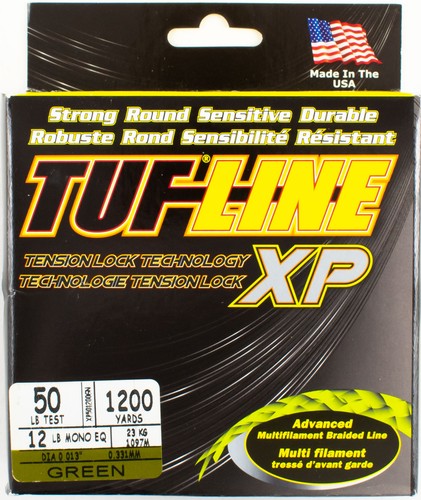 TUF-LINE XP MULTIFILAMENT BRAIDED BULK SPOOL 1200YD GREEN 50LB BN2202
