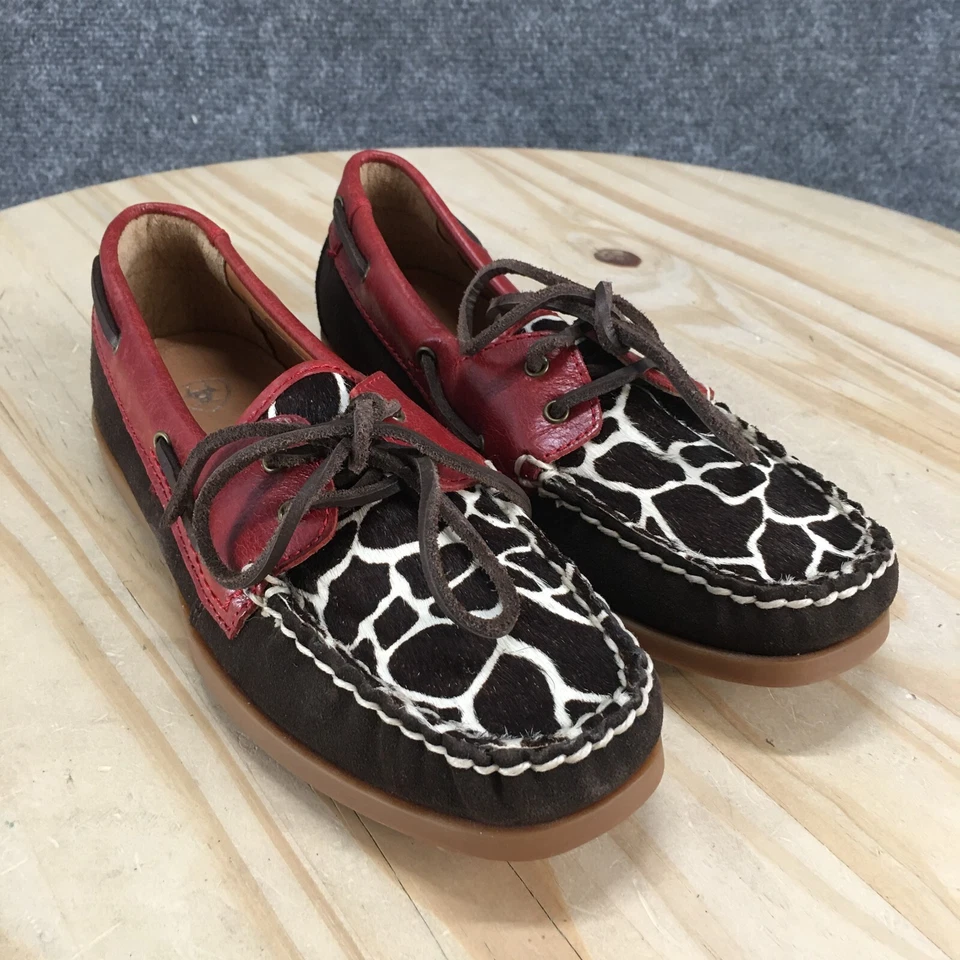 Zapatos de barco Ariat para mujer 6 B jirafa rubí empalizada cuero rojo con cordones 10014141 Foto 3 de 4