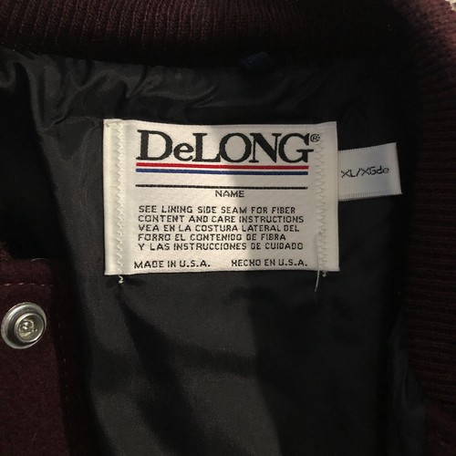 Chaqueta De Colección Delong Para Hombre Talla XL Universitaria Granate Beige Hecha en EE. UU. - Imagen 5 de 11