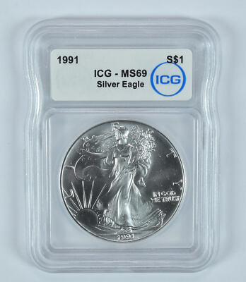 1991 American Silver Eagle MS69 ICG | eBay