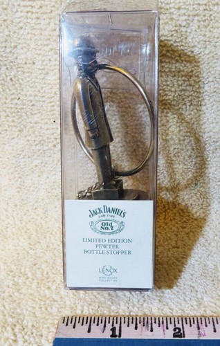 JACK DANIELS COLLECTIBLE LENOX PEWTER BOTTLE STOPPER ORIGINAL BOX CHAIN RING