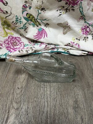 Vintage Glas Wein Dekanter Form Korb Flasche ungewöhnlich *braucht neuen Korken* 