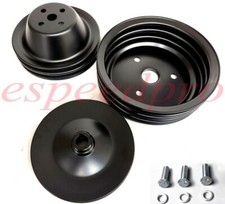 Black Short Water Pump Full Pulley Set For Sbc 283 327 350 383 400 With Swp