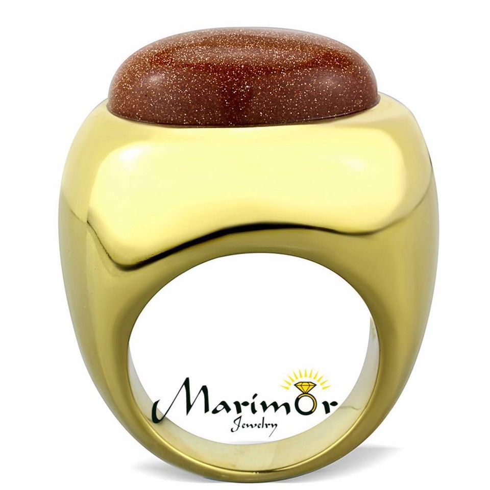 14k Gold Ip Stainless Steel Synthetic Twinkling Cocktail Fashion Ring