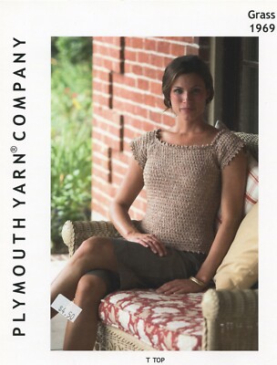 Plymouth KNITTING PATTERN 1969 Grass Knit T-Top Women 35 - 51''