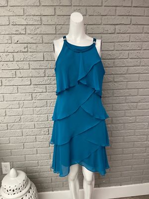 SLNY Layered Rhinestone Straps Halter Dress Size 10 | eBay