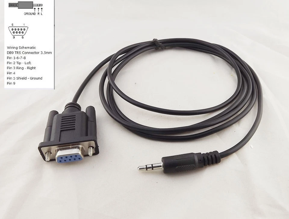 6Ft DB9 9 Pin Female To 3.5mm Male TRS Stereo Serial Data Converter Cable 1.8M - Image 2 of 4
