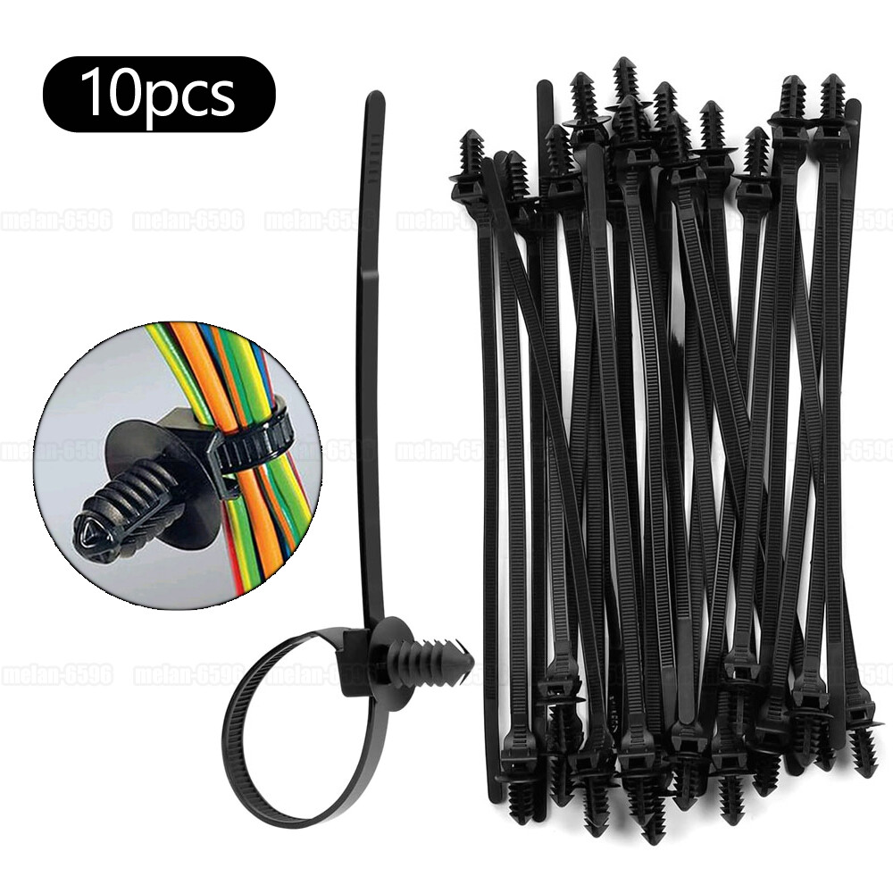 10pcs Black Self-Locking Nylon Cable Zip Ties Car Cable Ties Wire Wrap Strap Set