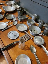 Lot of enamel tin kitchen utensils dollhouse kitchen late Germany USA