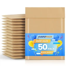 Jiaro Pack Kraft Bubble Mailer Padded Envelope Mailing Bags 6x10" 50Pcs Brown
