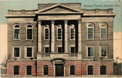 PC FREEMASONRY, MASONIC TEMPLE, SUPERIOR, WI, Vintage Postcard (b56804)