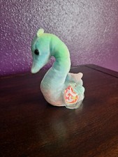 Ty Beanie Baby NEON THE SEAHORSE Bright Pastel 1999 7" NEW MWMTs