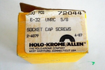 HOLO-KROME 72044 Socket Cap Screw, 6-32,length 5/8