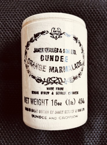 JAMES KEILLER & SON DUNDEE ORANGE MARMALADE JAR 1 LB. GREAT BRITAIN CROCK POT
