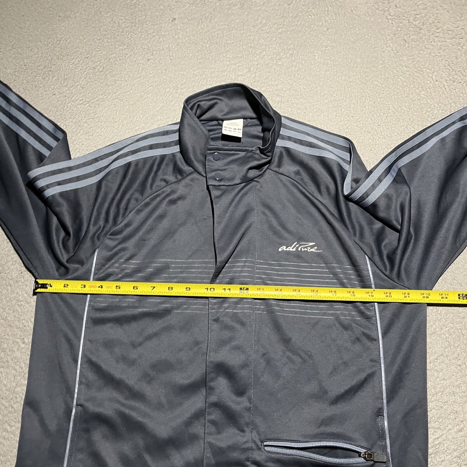 Vtg Adidas Track Jacket Mens Large Adipure Gray Full Zip Stripes Logo Retro Y2K image 5