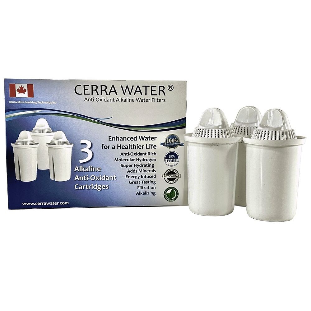 Cerra water filters 3 pack - alkaline antioxidant hydrogen filter made in europe