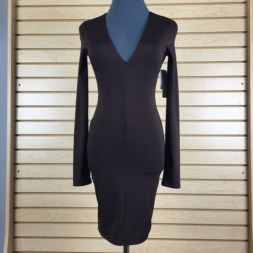 NWT Bar III Sheath Dress Women XS Brown Polyester Stretch Zip Short