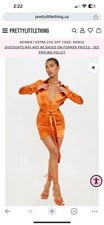 PrettyLittleThing rust Satin Shirt Dress NWT UK Size 14