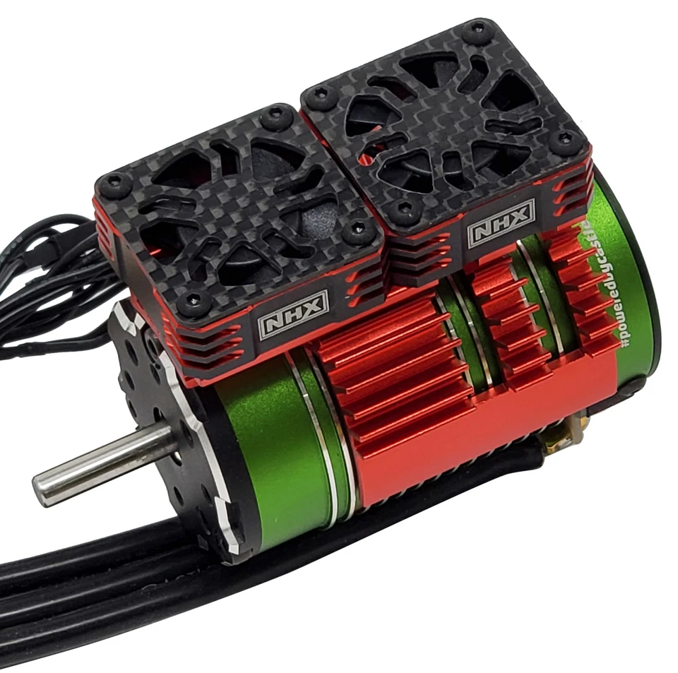 NHX RC 1/8 Twin Cyclone Alum HV Cooling Fans w/Cover 28000RPM Motor Heatsink Red - Image 2 of 4