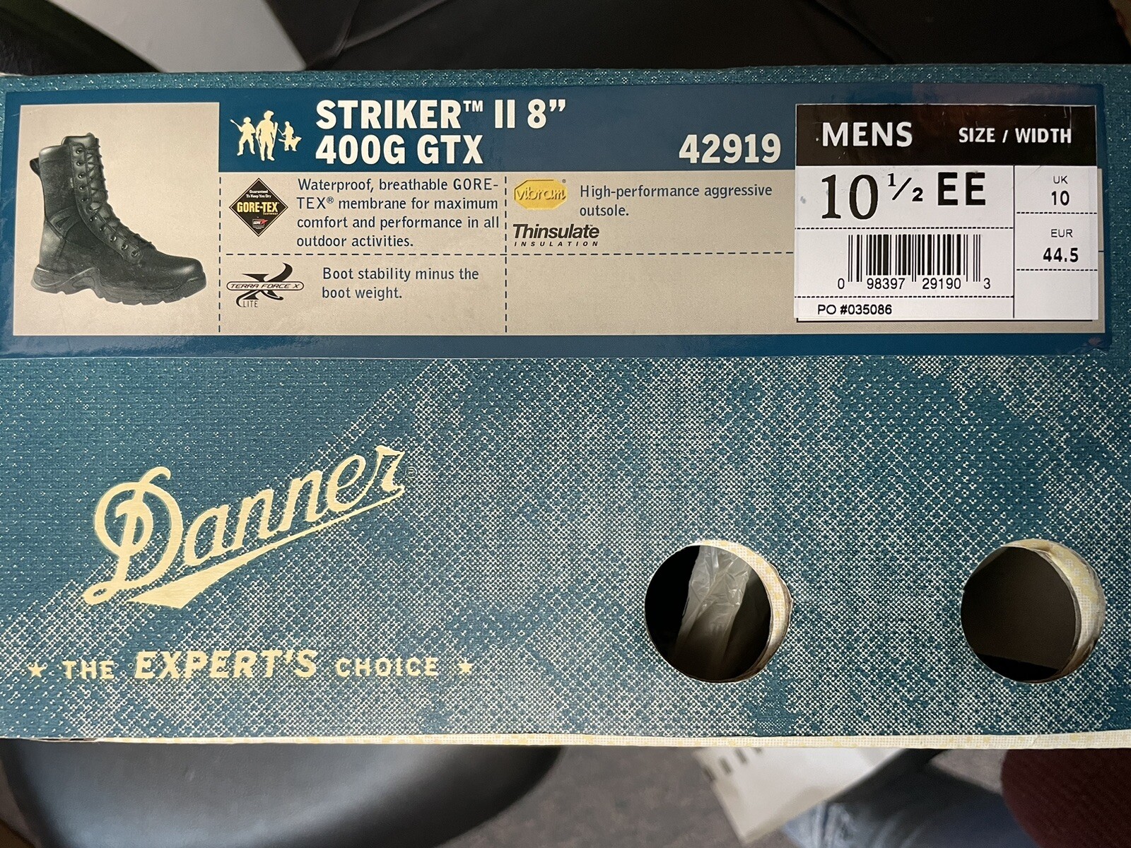 Danner Striker II Mens Size 10 EE GoreTex 8 Inch Black Leather Boots 42919 400G