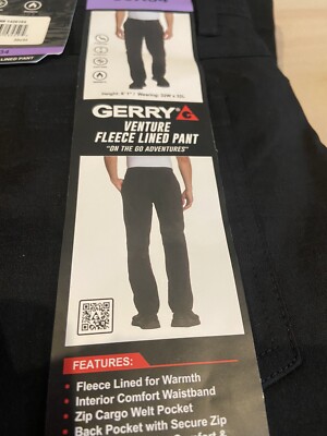 Gerry Men's Venture Fleece Lined Stretch Comfort Pant New Tags 30