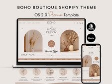 Boho Boutique Shopify Theme, Minimal Fashion Jewelry Decor Website Template 2.0