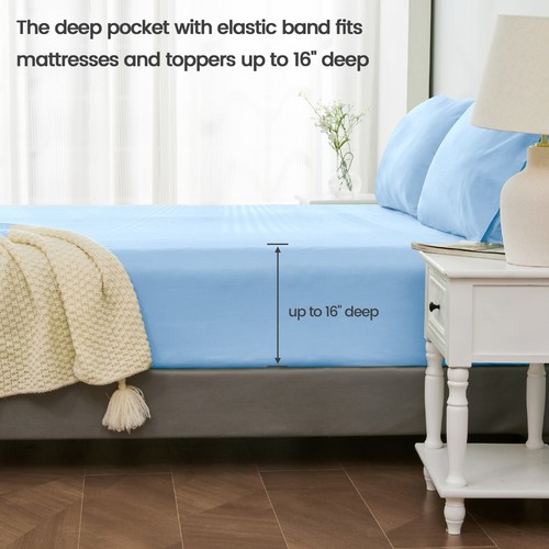 100% Pure Cotton Fitted Sheet Deep Pocket Up To 40CM Luxury Soft Sheet (No Flat) - Picture 10 of 21