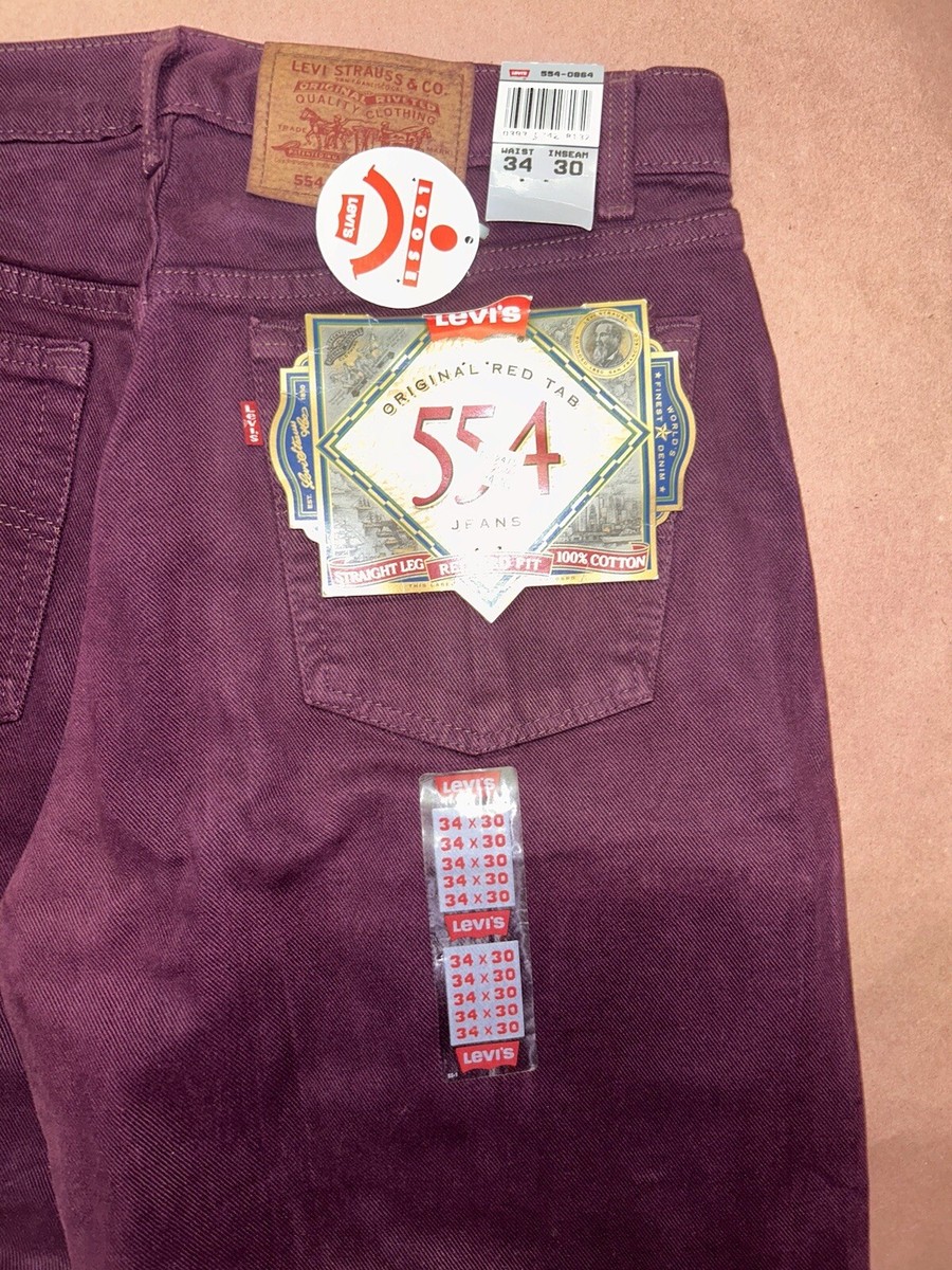 maor levi /Lital レコード Vintage Levis 554 Relaxed Fit Strait Leg Purple Jeans, Deadstock