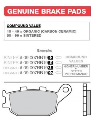 Brembo Ceramic Rear Brake Pads for Yamaha YZF R1 2004 05 06 07 2010 2011 to 2014 - Picture 5 of 10