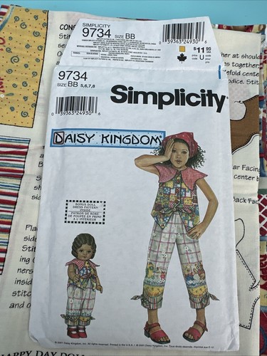 🌷DAISY KINGDOM #9734 SEWING PATTERN-FABRIC AND ZIPPER-SIZE 5-6-7-8 +doll Outfit - Picture 5 of 6
