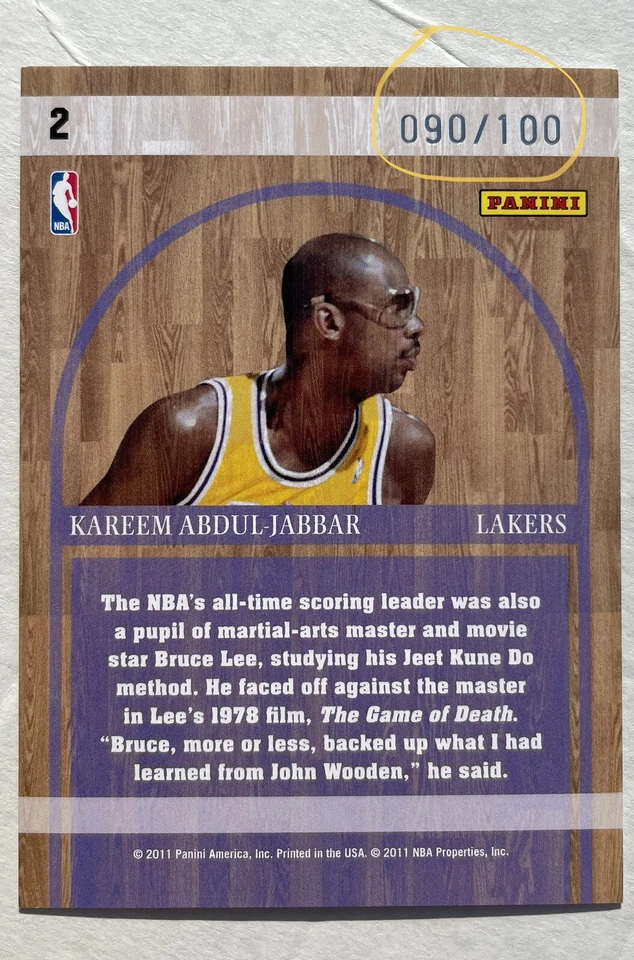 Kareem Abdul-Jabbar 2010 Absolute Memorabilia NBA Icons Spectrum #2 #'d 90/100 - Image 2 of 2