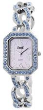 Damen Armbanduhr Frauen Uhr Girl Analog Watch Silberfarbig Strasssteine Fame