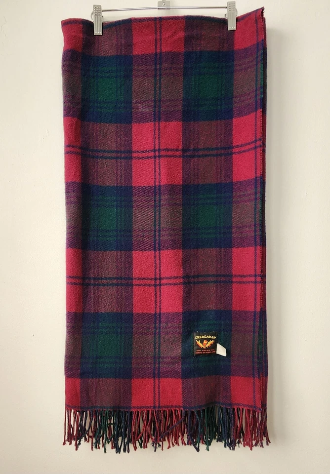 Creagaran 100% Pure New Wool Tartan Plaid Throw Blanket VTG 60s Made In Scotland - Image 2 of 4