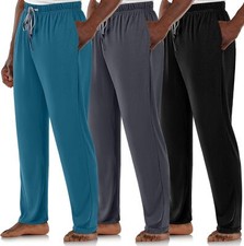3 Pack Mens Cotton Pajama Pants Soft Sleepwear Lounge Bottoms with Pockets