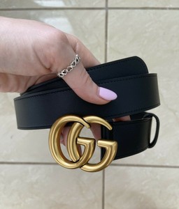 gucci women's leather belt with double g buckle