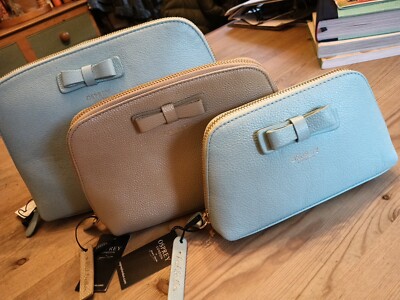 Osprey Graeme Ellisdon 3x Leder KOSMETIK Geldbörse Beutel mit Reißverschluss gefüttert Brandneu mit Etikett