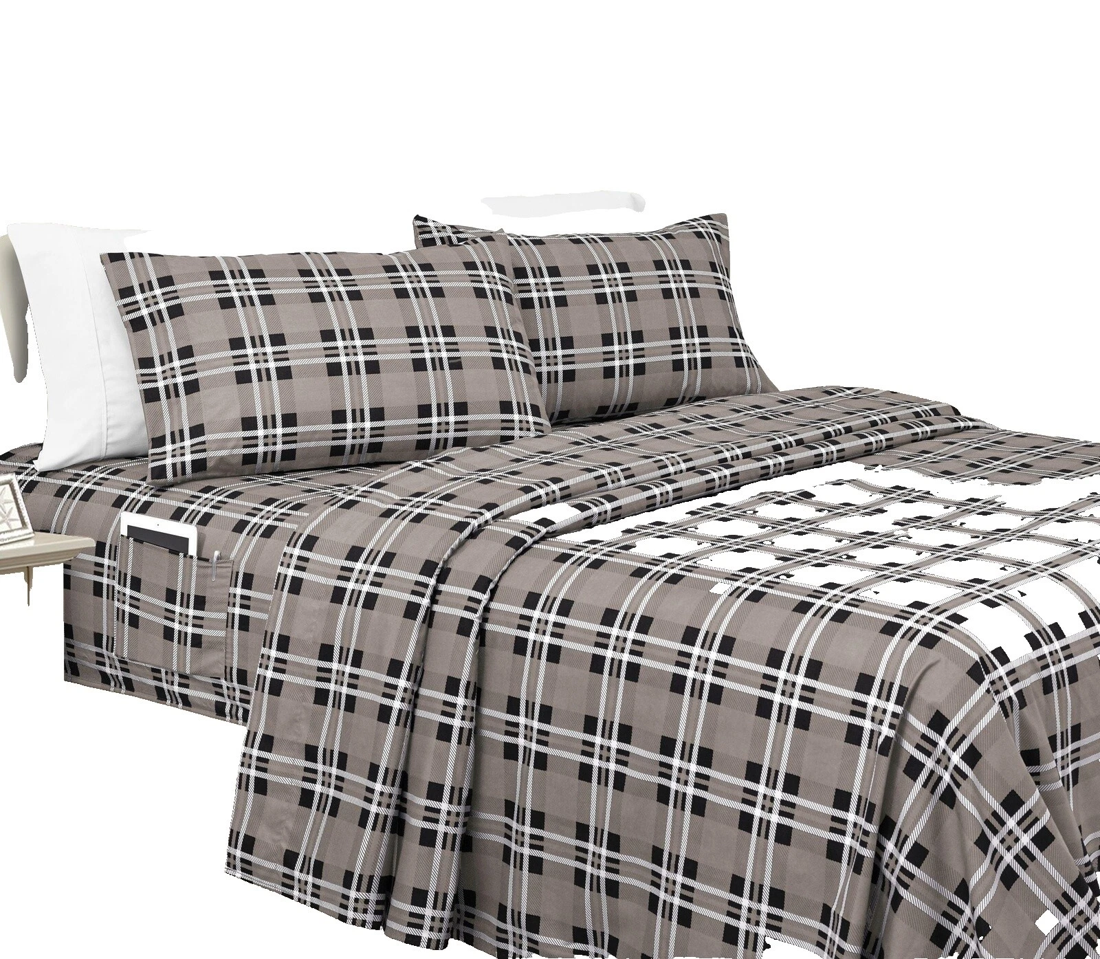 Folhas de microfibra Xadrez Cama