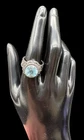 Vintage Ring BA Suarti Bali 925 Sterling Silver Blue Topaz Scroll Halo Statement