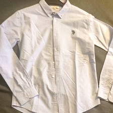 U.S. POLO ASSN. Jungen Oxford Hemd blau Baumwolle Button-Down Langarm 158