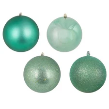 Vickerman N596844A Sea Foam Green 4 Finish Assorted Ball Ornament  3 in. - 32...