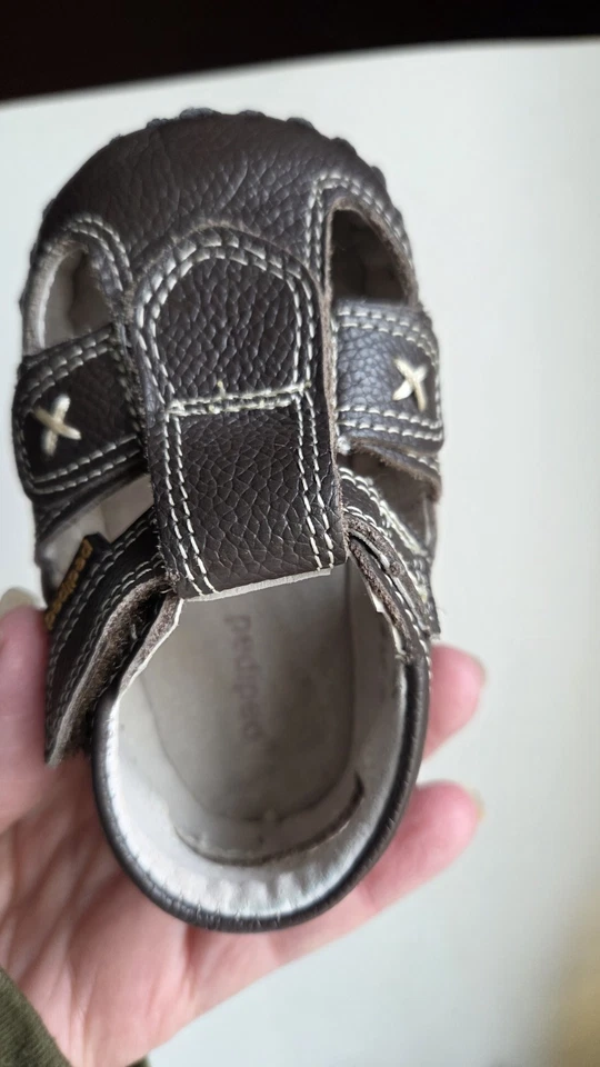 Sandalias bebé pediped 6-12 meses talla EE. UU. 4 cuero marrón Foto 3 de 4