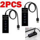 2PACK USB Hub 3.0 Splitter with 30cm Extension Long Cable Cord, 4-Port Black