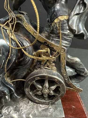 A Santini Sterling Silver 925 Roman Gladiator On Chariot Sculpture (READ DESC) - Picture 22 of 24