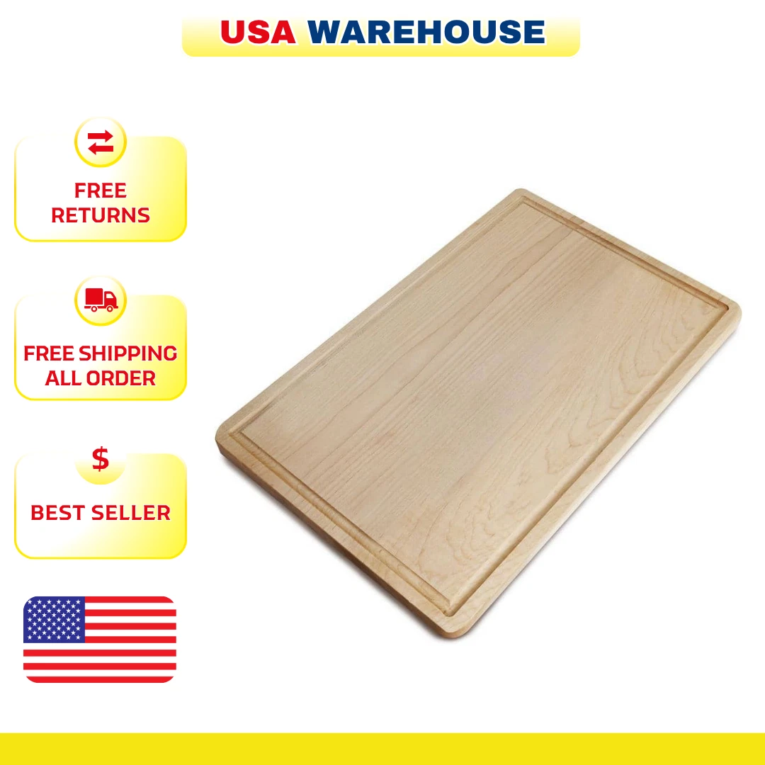 Maple Cutting Board Wood Reversible Juice Groove American Hardwood Durable
Opens in a new window or