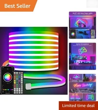 32.8Ft RGB Neon Rope Lights - App & Remote Control with Music Sync Feature