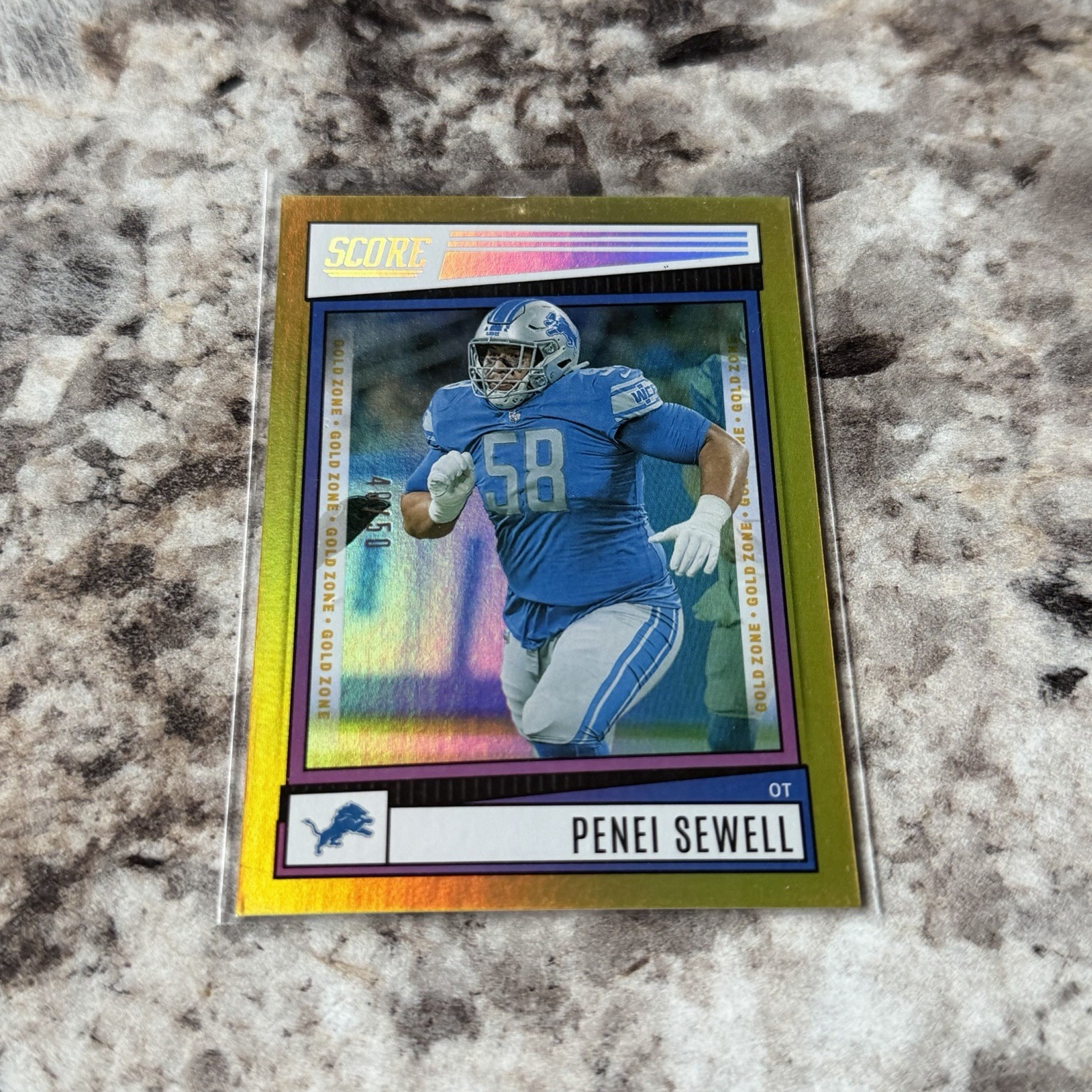 2022 Score Gold Penei Sewell /50 #86 Detroit Lions