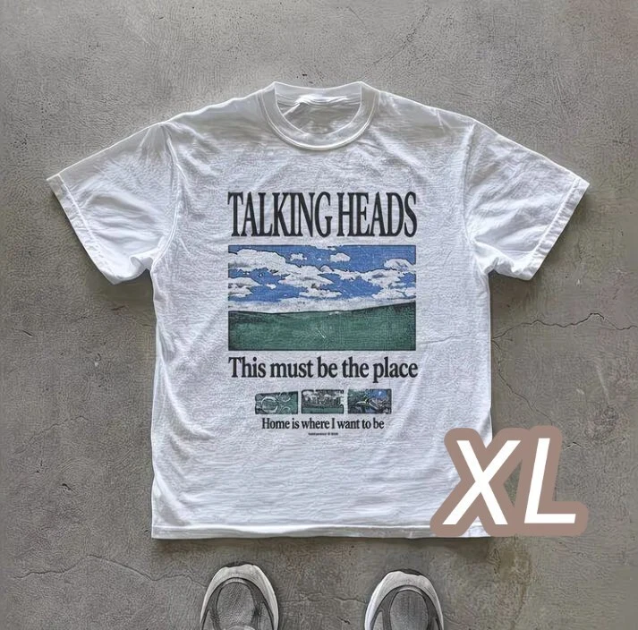 Premium T White XL Size Talking Heads Quick Dry Oversized Rock T Shirt