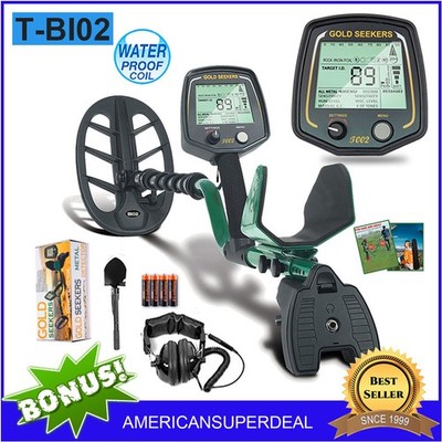 T002 Pro Metal Detector   40hr Battery, Ground Cancellation, Waterproof Coil