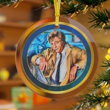 Columbo Peter Falk Christmas Ornament Glass Gift Collectible Retro Memorabilia
